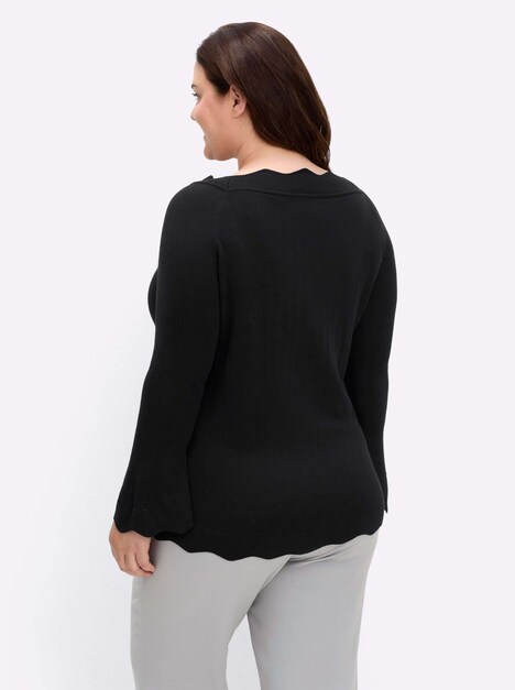 Pullover Langarm Jersey Uni Ohne Kragen