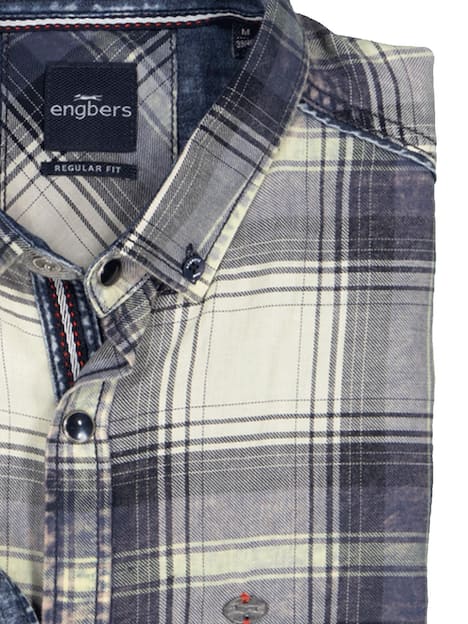 engbers Herren Langarm-Hemd kariert , Indigoblau
