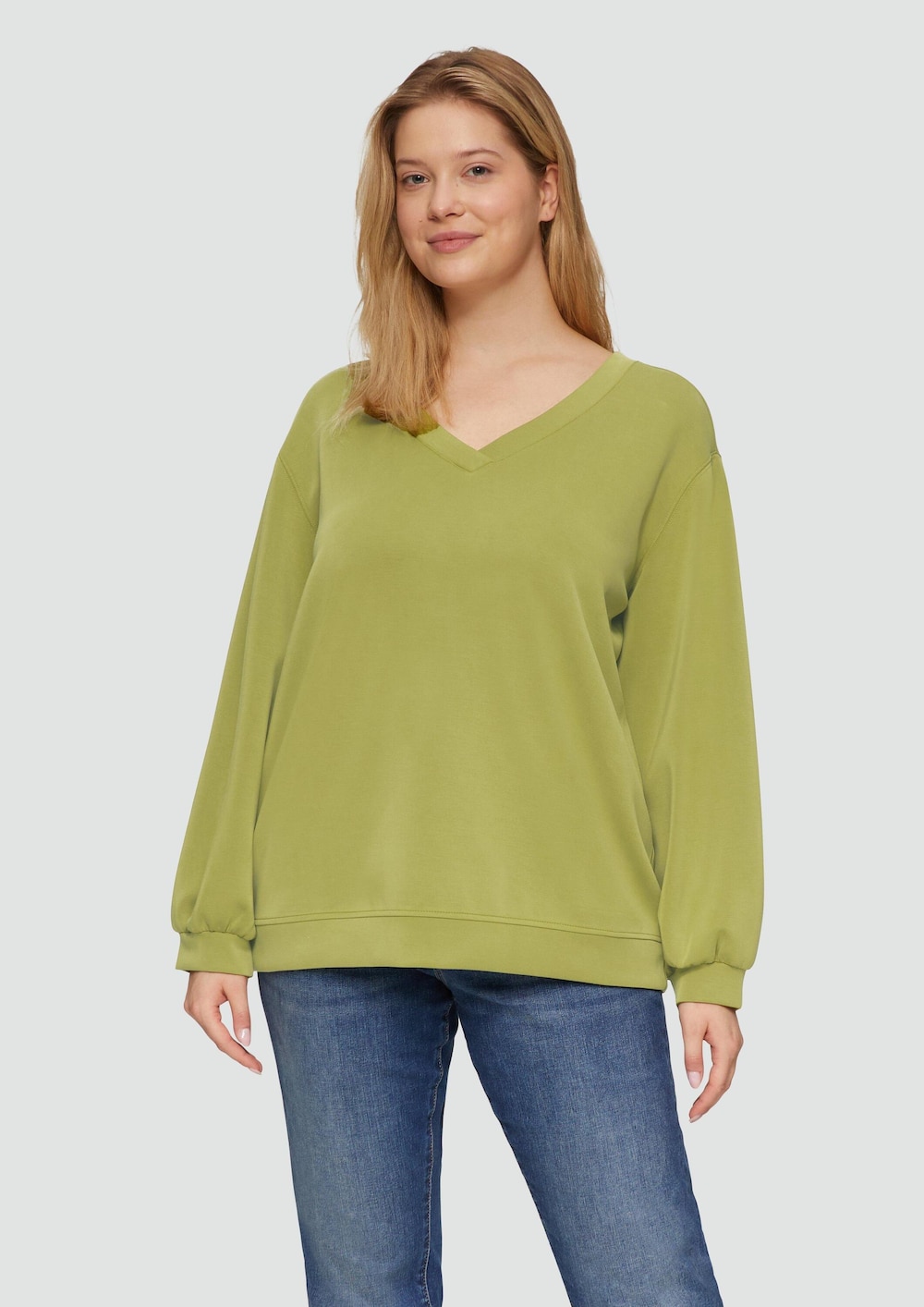 Scuba-Sweatshirt mit V-Ausschnitt