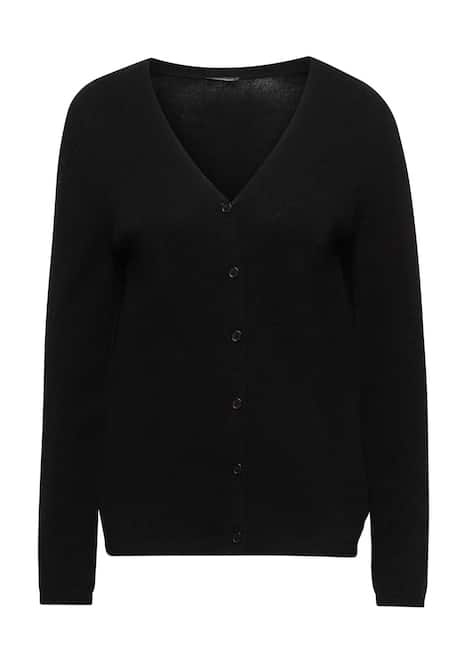 Kaschmirstrickjacke mit V-Ausschnitt