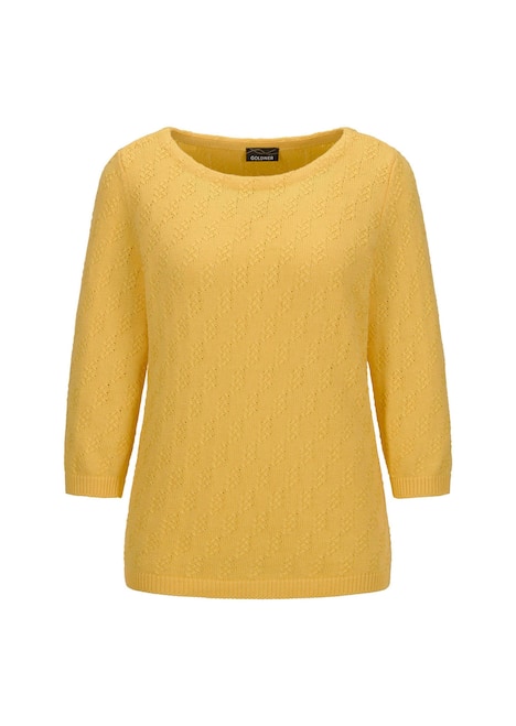 Halbarm Baumwollpullover mit Struktur
