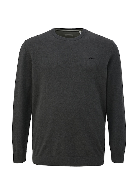 Baumwollpullover mit Logo-Stickerei