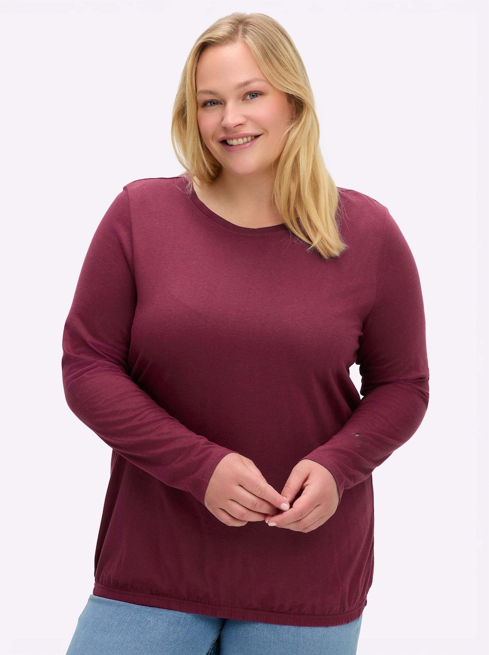 Shirt Langarm Uni Ohne Kragen