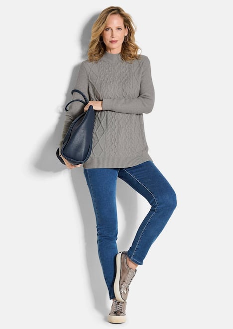 Langarm Viskoseoberteil im Zopfmuster