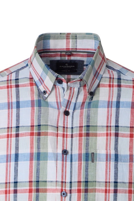 Leinenhemd kurzarm kariert Comfort Fit