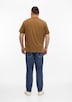 Baumwoll-T-Shirt mit Logo-Print und V-Neck