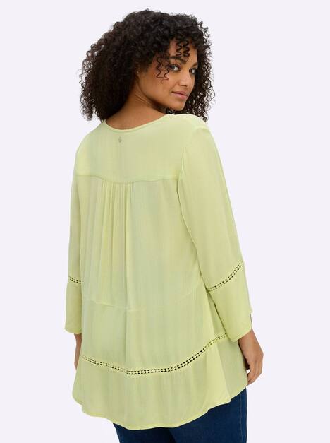 3/4-Arm-Bluse 3/4-Arm Ohne Kragen