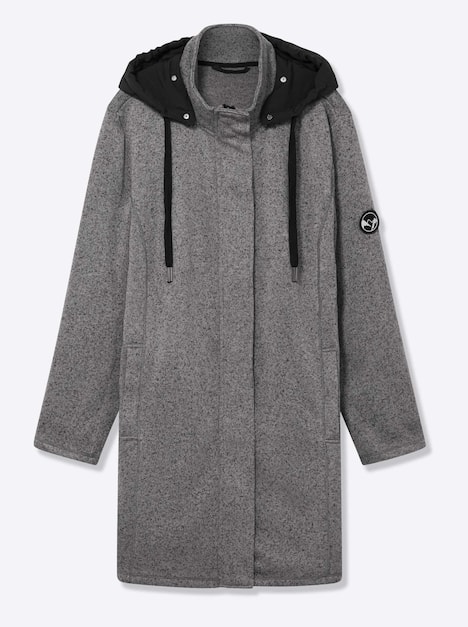 Strick-Fleecejacke Langarm Meliert Mit Kapuze