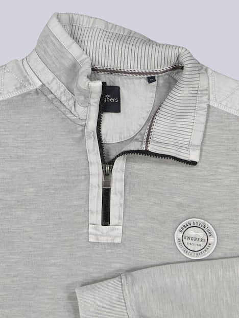 engbers Herren Sweatshirt strukturiert , Hellgrau
