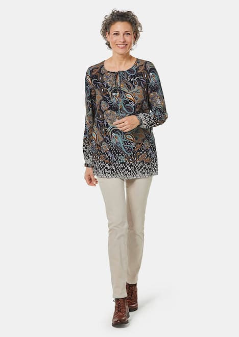 GOLDNER Longblouse Kleurrijk gedessineerde blouse met mooie details