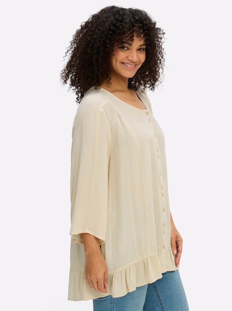 Bluse 3/4-Arm Ohne Kragen