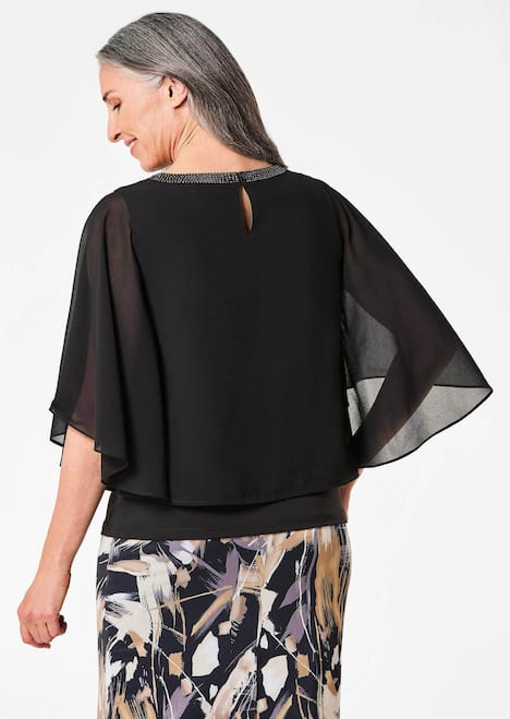 Edle Chiffonbluse, U-Boot-Ausschnitt