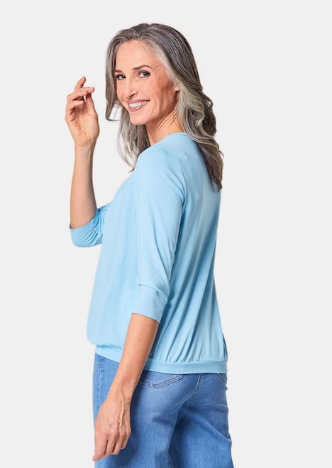 Chiffon-Shirt mit 3/4-Arm, Rundhals