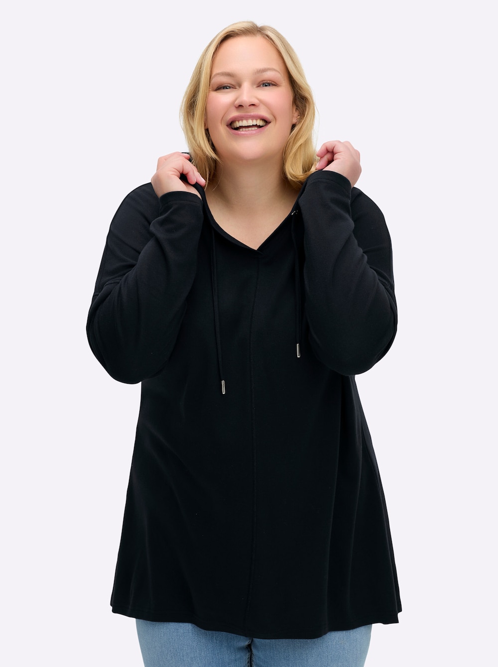 Sweatshirt Langarm Uni Mit Kapuze