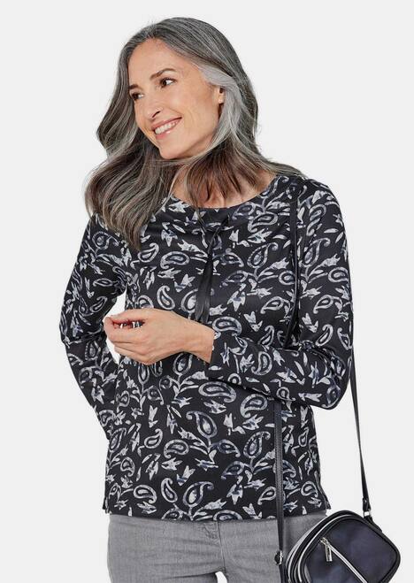 Shirt met metallic print en lange mouwen