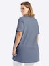 Halbarmshirt Longshirt mit gerundetem Saum Kurzarm