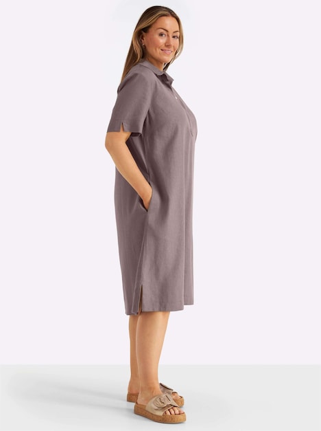 Leinenkleid Kurzarm Hemdkragen