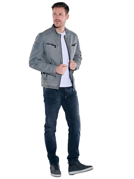 engbers Herren Lederjacke regular , Taubenblau