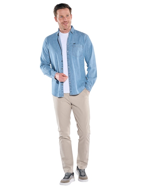 Herren Jeanshemd mit Brusttasche , Indigoblau