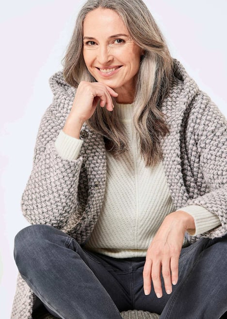 GOLDNER Mantel Korte mantel met wol en in tweekleurige look