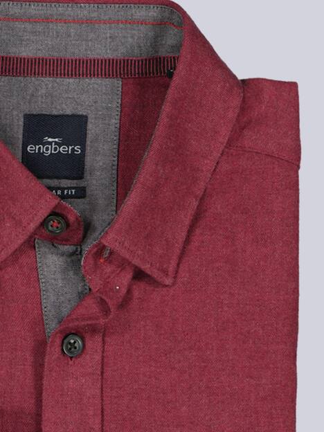 engbers Herren Lnagarm-Hemd uni , Feuerrot