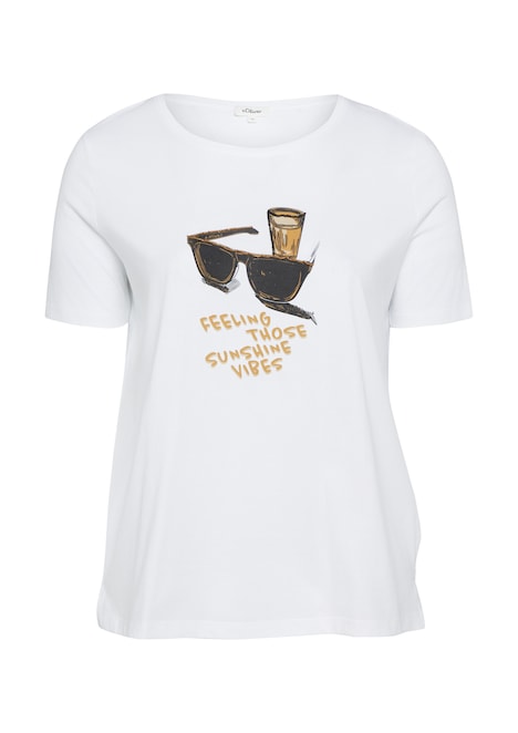 T-Shirt mit Print und Schmuckdetails