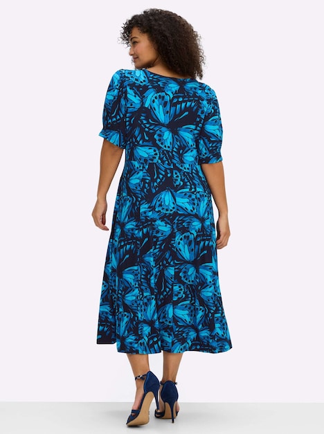 Jersey-Kleid Jerseykleid mit Schmetterlingsprint Kurzarm Ohne Kragen