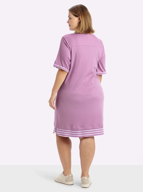 Jersey-Kleid Kurzarm Ohne Kragen