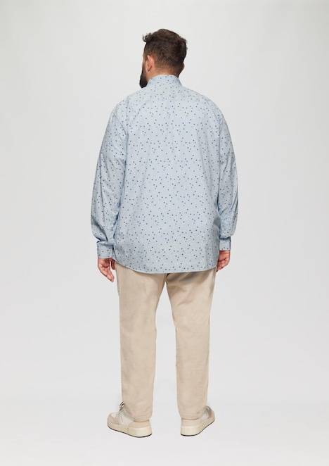 Slim Fit: Gemustertes Popeline-Hemd mit Kentkragen