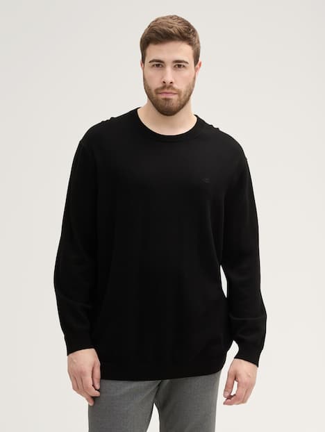 Tom Tailor Men PLUS Pullover & Strickjacken Plus Size - Strickpullover mit Logo Stickerei