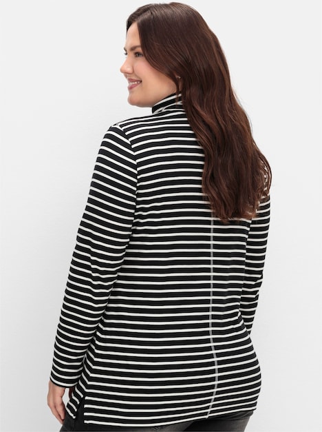 Rollkragenshirt Langarm Streifen Rollkragen