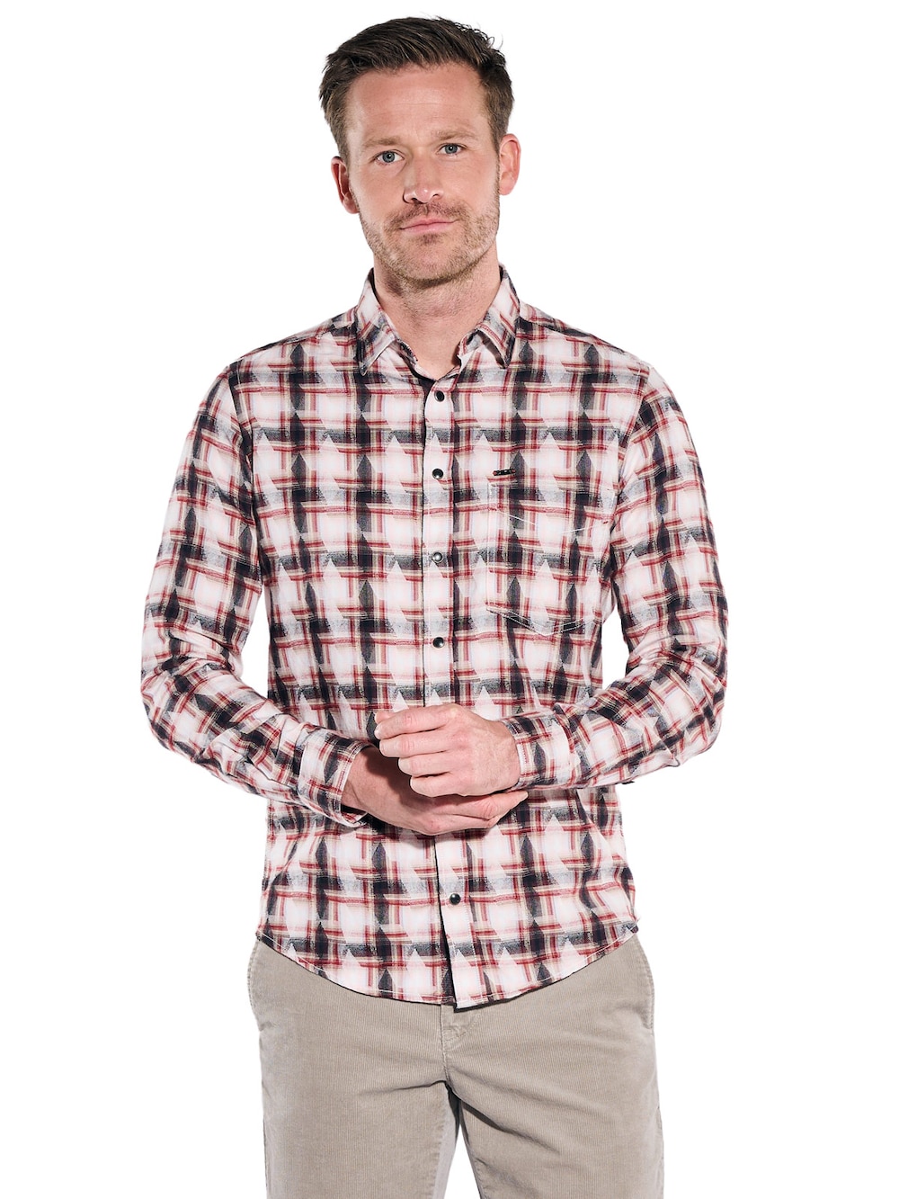 Herren Hemd langarm , Feuerrot