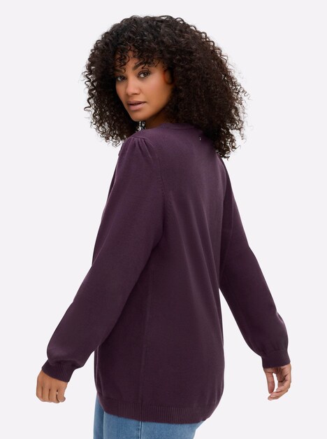 Pullover Langarm Jersey Uni Ohne Kragen