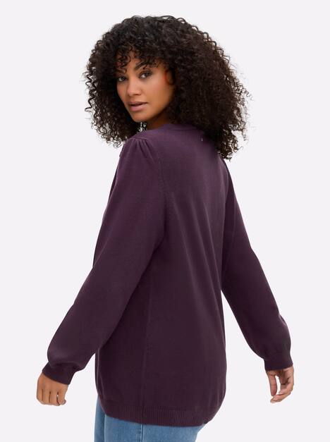 Pullover Langarm Jersey Uni Ohne Kragen