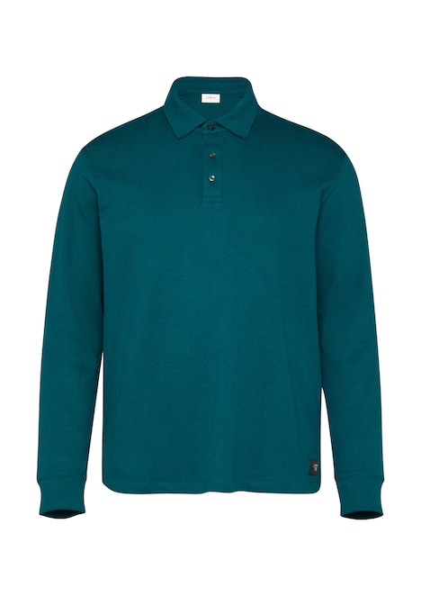 Strukturiertes Langarm-Poloshirt im Relaxed Fit