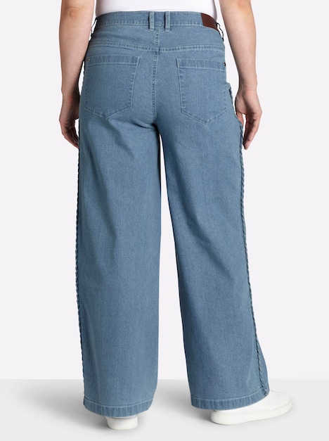 Jeans Jeans mit geflochtenen Streifen am weiten Bein normal Formbund