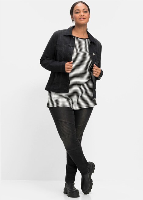 Jeansjacke Langarm Uni Hemdkragen