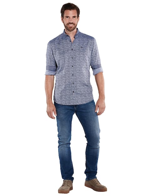 engbers Herren Langarm-Hemd gemustert , Saphirblau