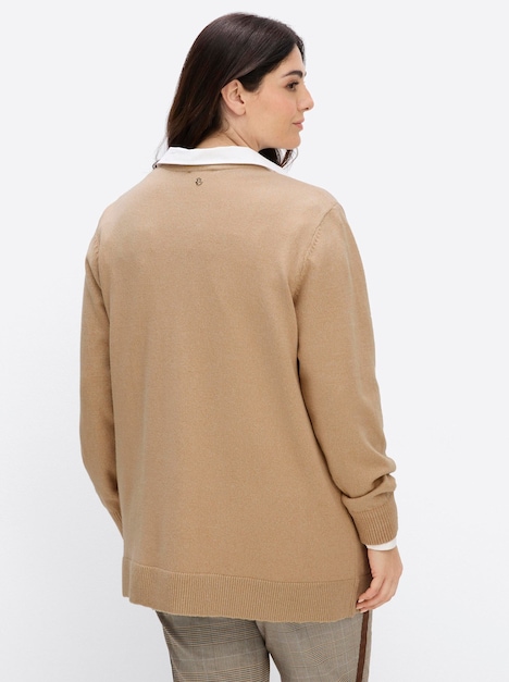 Cardigan Strickjacke mit Ziersteinchen Langarm Ohne Kragen