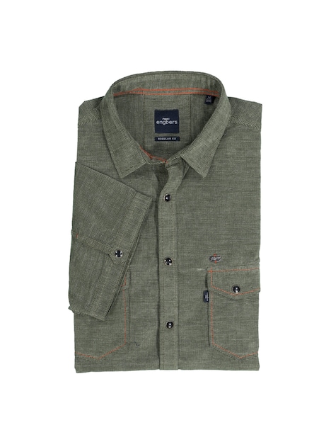 Herren Hemd uni , Oliv