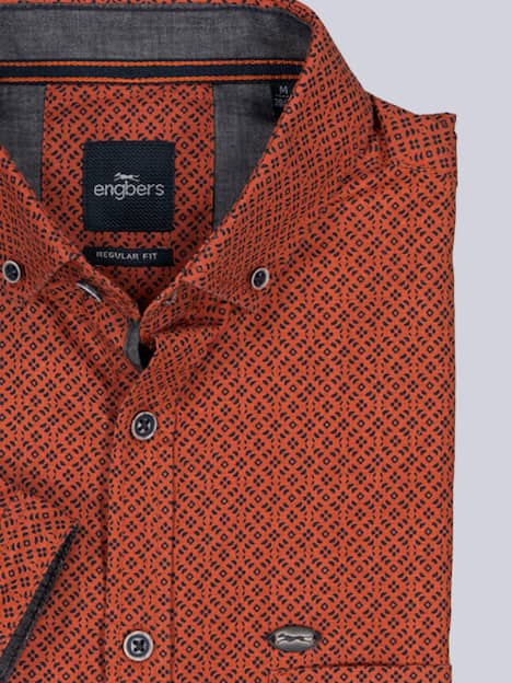 engbers Herren Kurzarm-Hemd gemustert , Rostorange