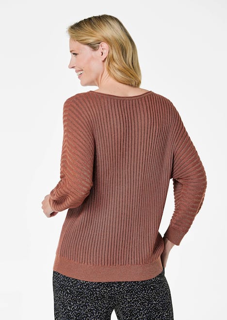 Rippenpullover mit Fledermausärmeln