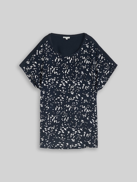 T-Shirt im Material-Mix