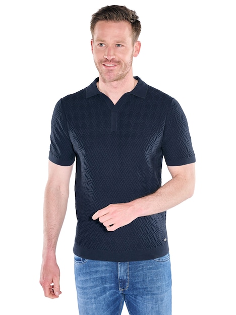 Herren Strick Polo-Shirt , Saphirblau