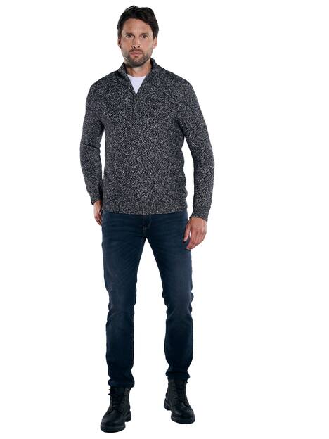 engbers Herren Pullover mit Troyerkragen , Schwarz