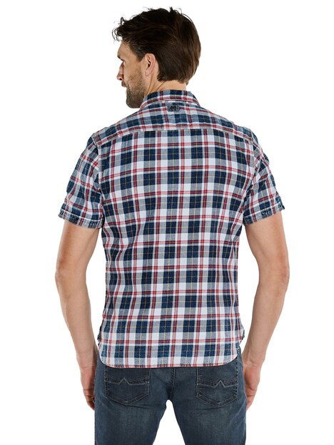 Herren Kurzarm-Hemd kariert , Rot