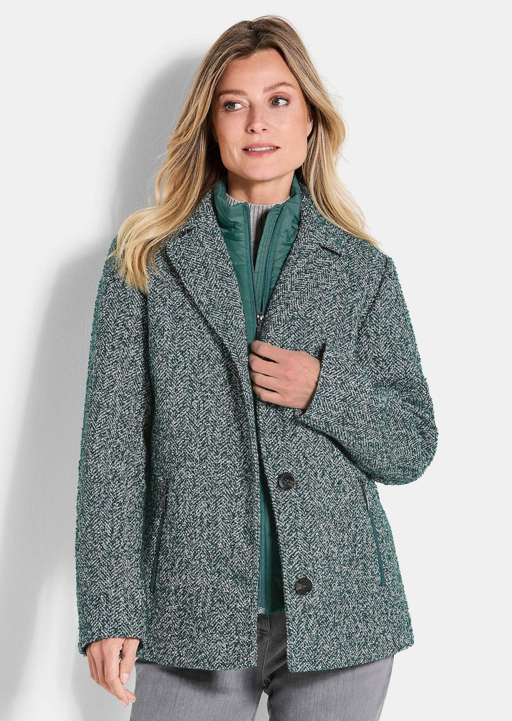 Jacke in 2-in-1-Optik mit Steppeinsatz