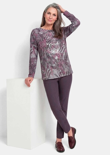 Shirt met lange mouwen en print, boothals