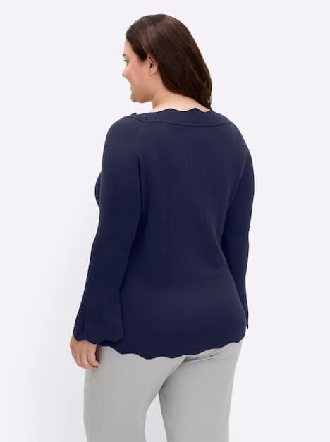 Pullover Langarm Jersey Uni Ohne Kragen