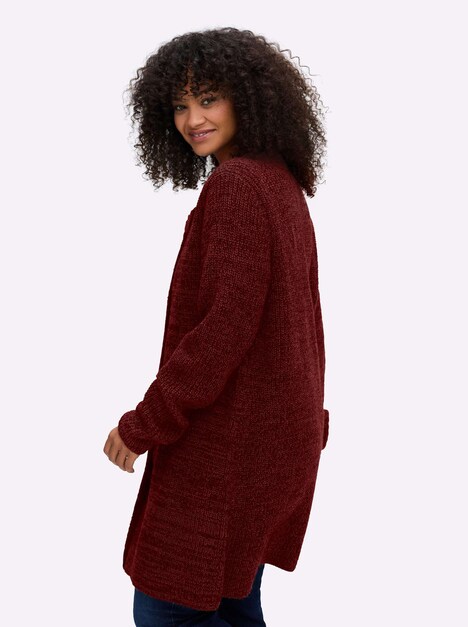 Strickjacke Langarm Uni Ohne Kragen